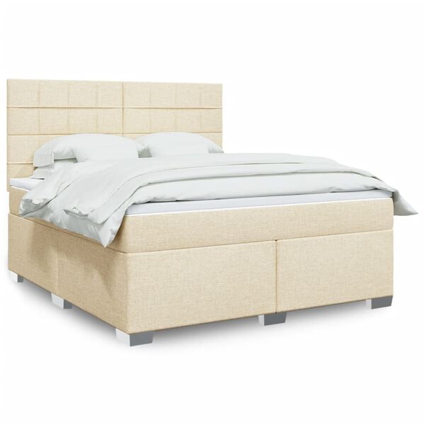 vidaXL Boxspringbett mit Matratze Creme 180x200 cm Stoff