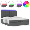vidaXL Ottoman-Bett mit Matratzen & LEDs Dunkelgrau 200x200 cm Stoff