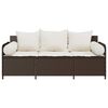 vidaXL Gartensofa mit Kissen 3-Sitzer Braun Poly Rattan