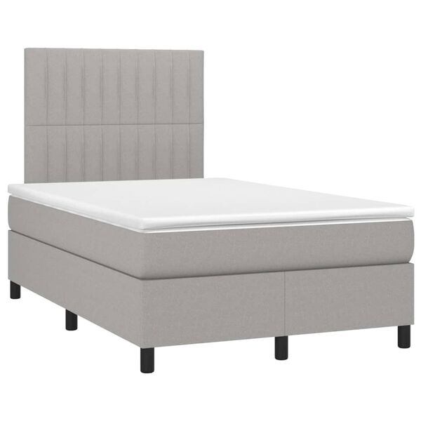 vidaXL Boxspringbett mit Matratze Hellgrau 120x200 cm Stoff