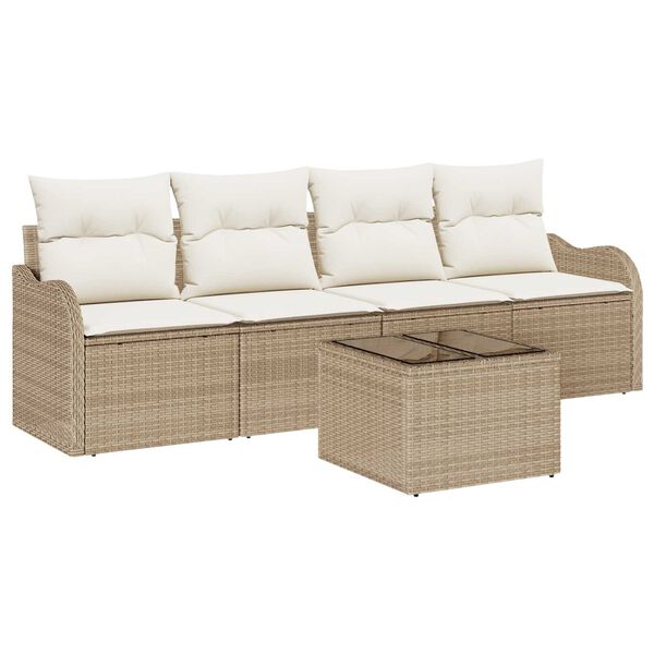 vidaXL Gartensofa-set Beige Poly-Rattan