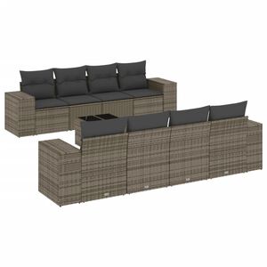 vidaXL 9-tlg. Garten-Sofagarnitur mit Kissen Grau Poly Rattan