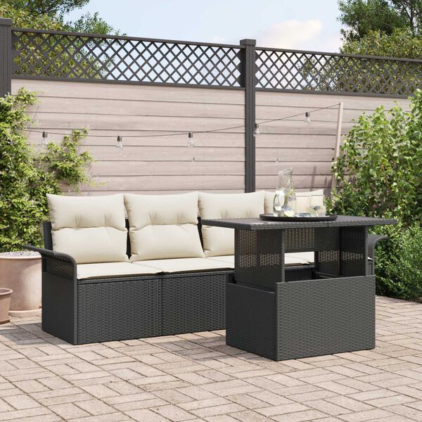vidaXL Gartensofa-set mit Kissen 5 pcs Schwarz Poly-Rattan