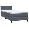 vidaXL Boxspringbett mit Matratze & LED Dunkelgrau 80x210 cm Samt