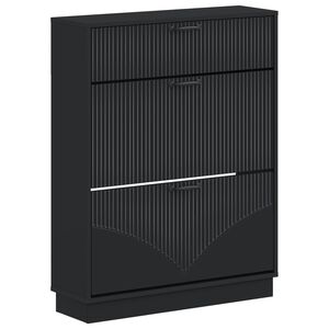 vidaXL Schuhschrank HOORN 78 x 24 x 100 cm Holzwerkstoff Schwarz