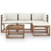 vidaXL 5-tlg. Garten-Lounge-Set mit Creme Kissen