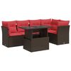 vidaXL 6-tlg. Garten-Sofagarnitur mit Kissen Braun Poly Rattan Akazie