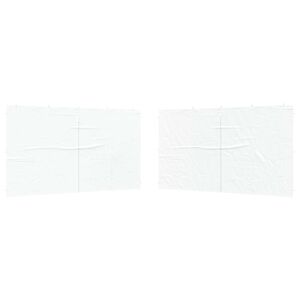 vidaXL Party Zelt Seitenteil 2 pcs Wei&szlig; 400 x 195 cm PE und Stahl