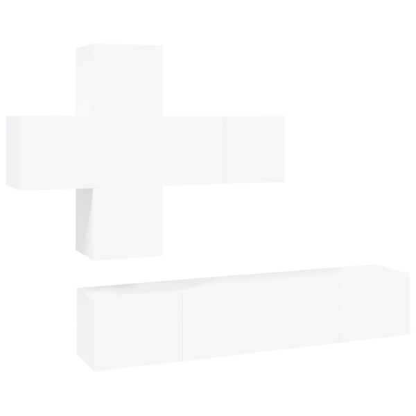 vidaXL 7-tlg. TV-Schrank-Set Weiß Holzwerkstoff