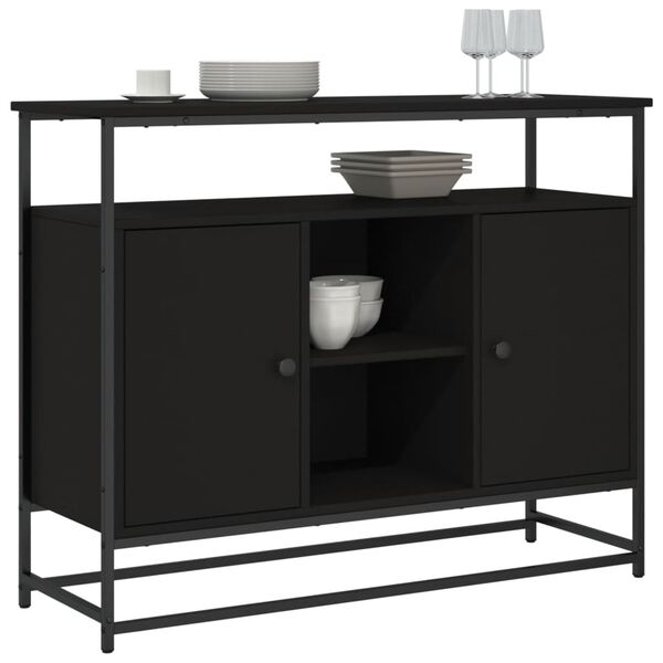 vidaXL Sideboard Schwarz 100x35x80 cm Holzwerkstoff