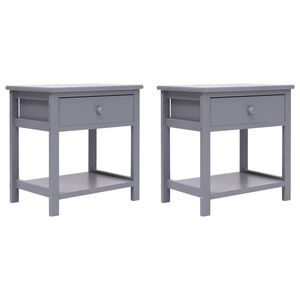 vidaXL Nachttische 2 Stk. Grau 40x29x42 cm Paulownia Holz