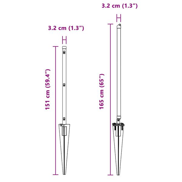 vidaXL Zaunpfosten 26 pcs Grau 3,2 x 3,2 x 120 cm