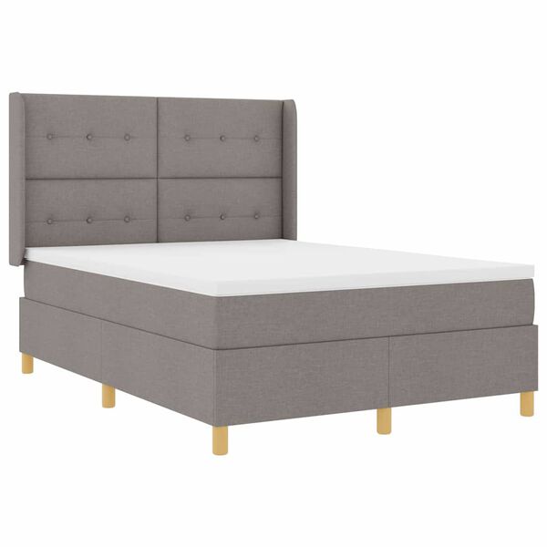 vidaXL Boxspringbett mit LED-Lichtleisten Taupe 160 x 200 cm Stoff