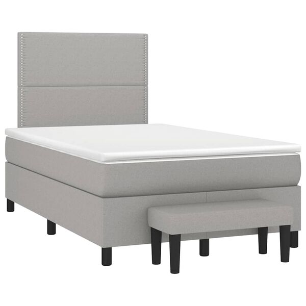 vidaXL Boxspringbett mit Matratze Hellgrau 120x190 cm Stoff