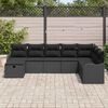 vidaXL Sofa Set mit Kissen mit Speicher Schwarz Poly-Rattan