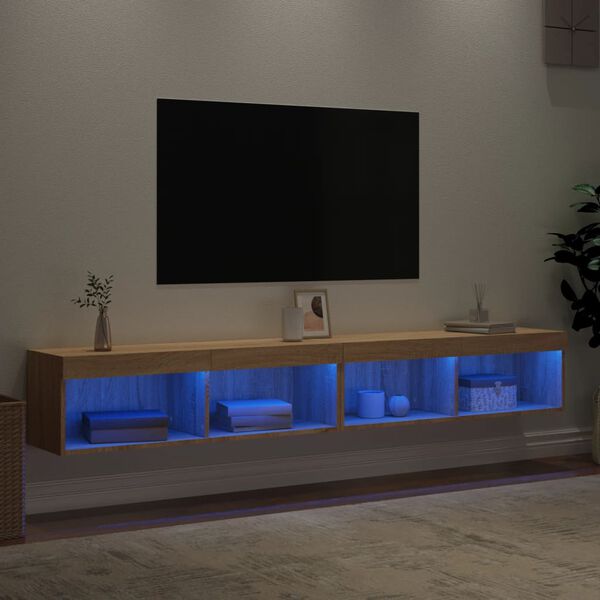 vidaXL TV-Schr&auml;nke mit LED-Leuchten 2 Stk. Sonoma-Eiche 100x30x30 cm