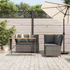 vidaXL 3-tlg. Garten-Sofagarnitur mit Kissen Grau Poly Rattan