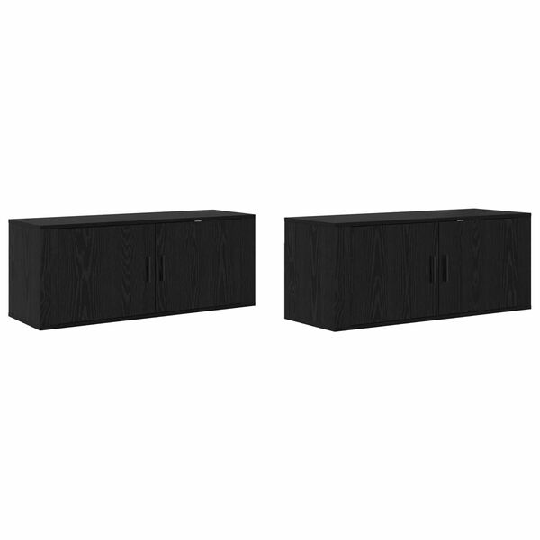 vidaXL Wand-TV-Schrank Set Wandmontiert 2 pcs Schwarz Eichen-Optik