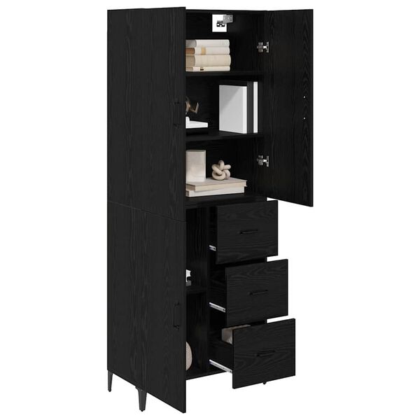 vidaXL Highboard Schwarz Eichen-Optik 69,5 x 34 x 180 cm Holzwerkstoff