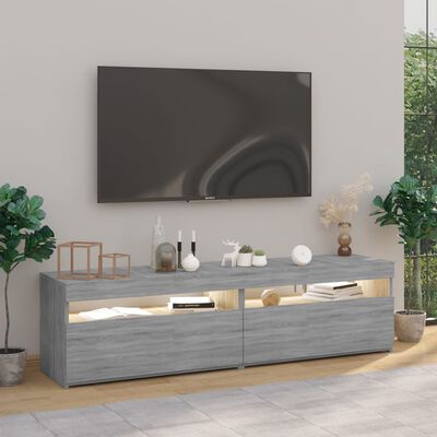 vidaXL TV-Schrank mit LED-Leuchten 2 Stück Grau Sonoma 75x35x40 cm