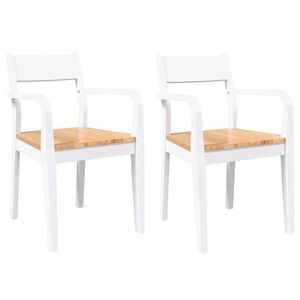 vidaXL Esszimmerst&uuml;hle 2 Stk. Wei&szlig; Massivholz Gummibaum