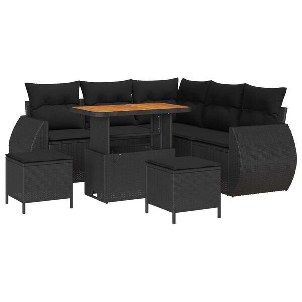 vidaXL Gartensofa-set 8 pcs Schwarz Poly-Rattan