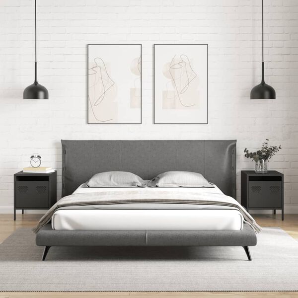 vidaXL Nachttische 2 Stk. Schwarz 35x39x43,5 cm Stahl