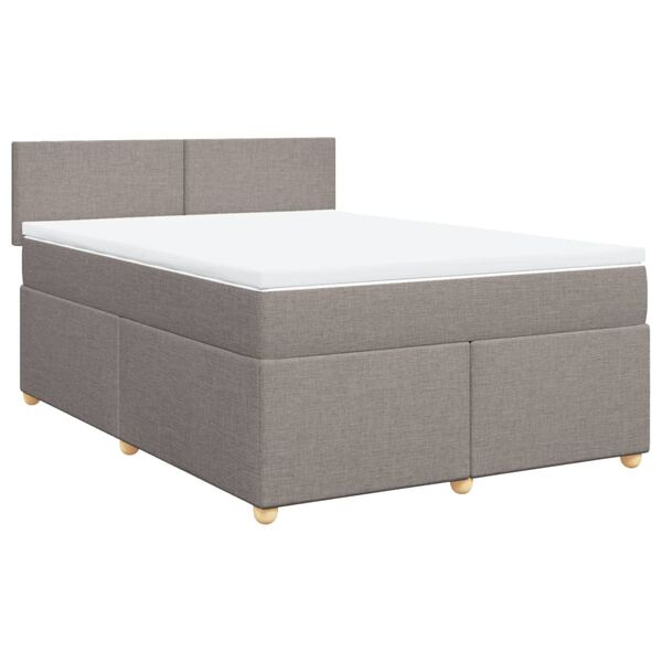 vidaXL Boxspringbett mit Matratze Taupe 140x200 cm Stoff
