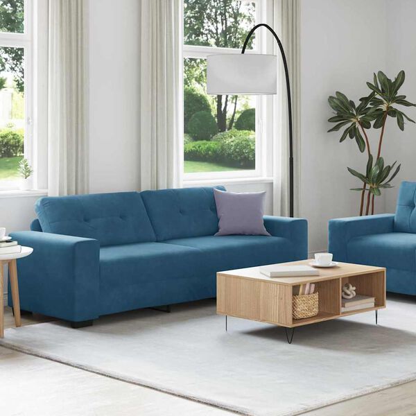 vidaXL | Sofa Set | 2 pcs Blau 221 x 78 x 80 cm Samt