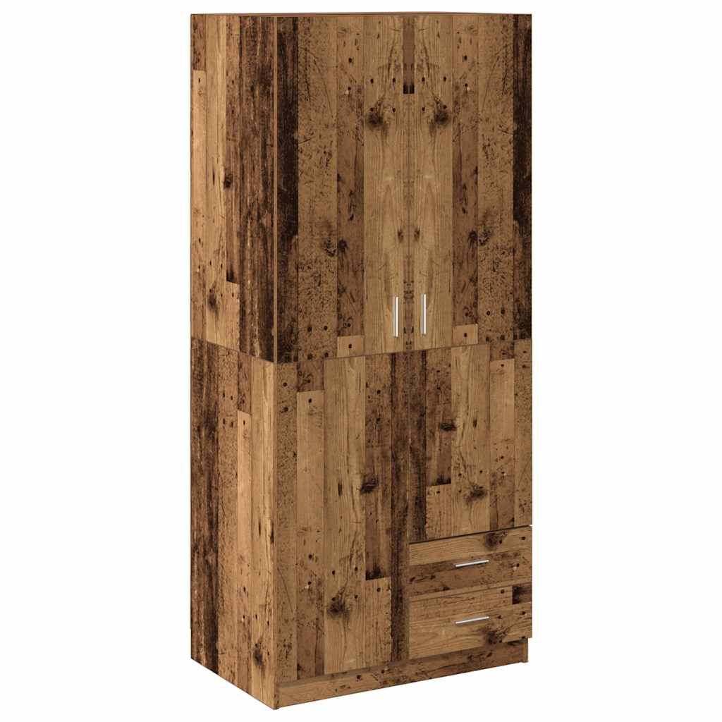Hommdiy Kleiderschrank Weiß 80x52x180 Cm – Mit 2 Türen & Hängestange, Holzwerkstoff