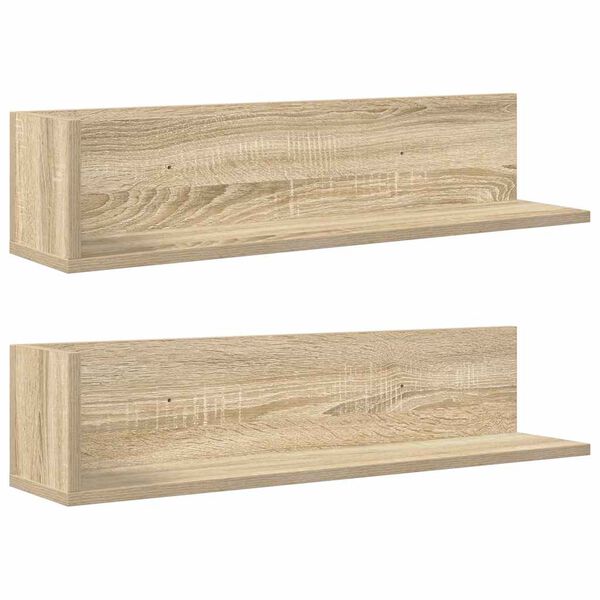 vidaXL Wandregale 2 Stk. Sonoma-Eiche 75x16,5x16,5 cm Holzwerkstoff