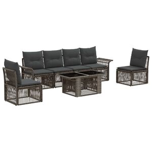 vidaXL Gartensofa-set 7 stk. Grau und Dunkelgrau Poly-Rattan