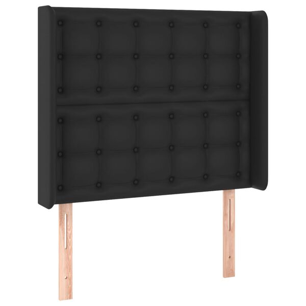 vidaXL Kopfteil mit Ohren Schwarz 103x16x118/128 cm Kunstleder