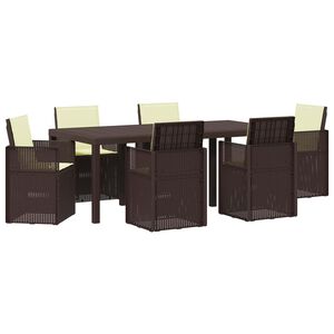 vidaXL Garten Essgruppe 7 stk. Braun und Creme PP