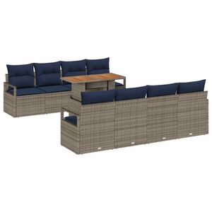 vidaXL Gartensofa-set 9 stk. 8-Sitzer Grau