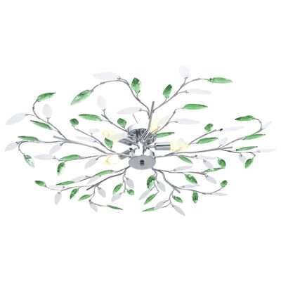 vidaXL Deckenleuchte mit Acrylglas-Blätter für 5 x E14-Lampen Grün