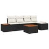 vidaXL Garten-Sofa-Set mit Kissen 6 pcs Schwarz und Creme Poly Rattan