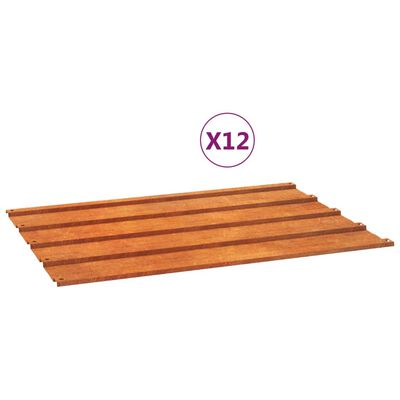 vidaXL Dachplatten 12 Stk. Rostig 60x44 cm Cortenstahl