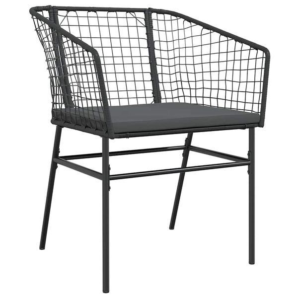 vidaXL 5-tlg. Garten-Essgruppe mit Kissen Schwarz Poly Rattan Glas