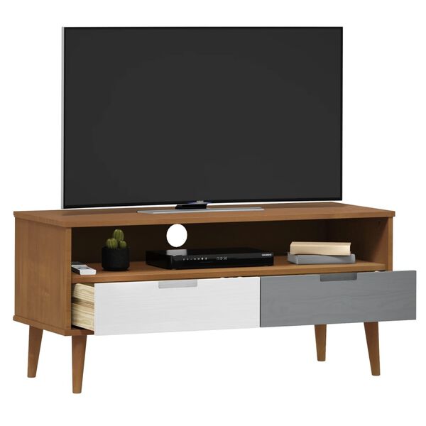 vidaXL TV-Schrank MOLDE Braun 106x40x49 cm Massivholz Kiefer