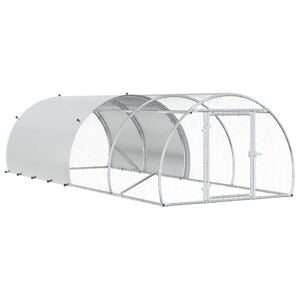 vidaXL H&uuml;hnerstall Silber 400 x 150 x 100 cm Verzinkter Stahl