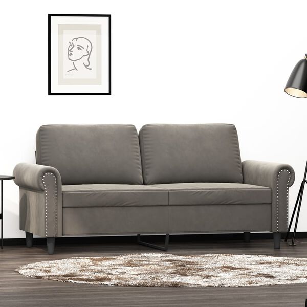 vidaXL 2-Sitzer-Sofa Hellgrau 140 cm Samt