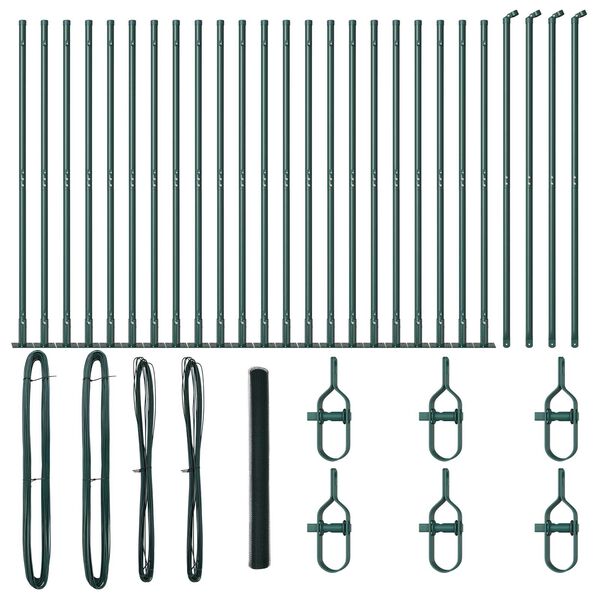 vidaXL Zaunpfosten Gr&uuml;n 50 x 1,5 m (13 mm Maschen) Stahl und PVC