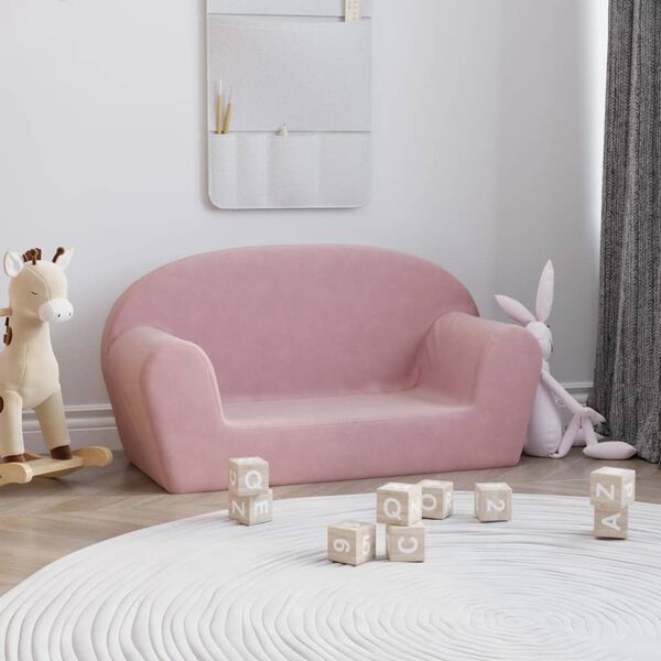 vidaXL Kindersofa 2-Sitzer Rosa Weich Pl&uuml;sch