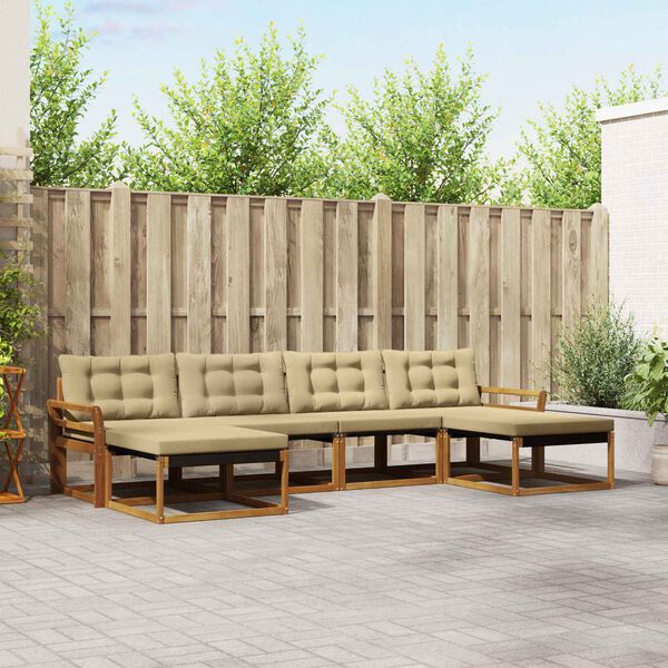 vidaXL Outdoor-Sofagarnitur mit Kissen 6 pcs Natur und Beige