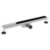 vidaXL Duschabfluss mit Glasabdeckung Schwarz 80 cm Edelstahl 304