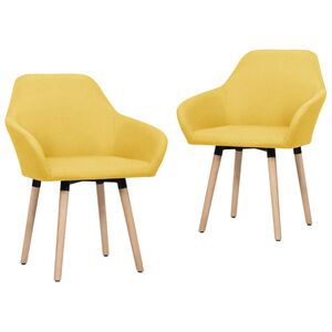vidaXL Esszimmerst&uuml;hle 2 Stk. Gelb Stoff