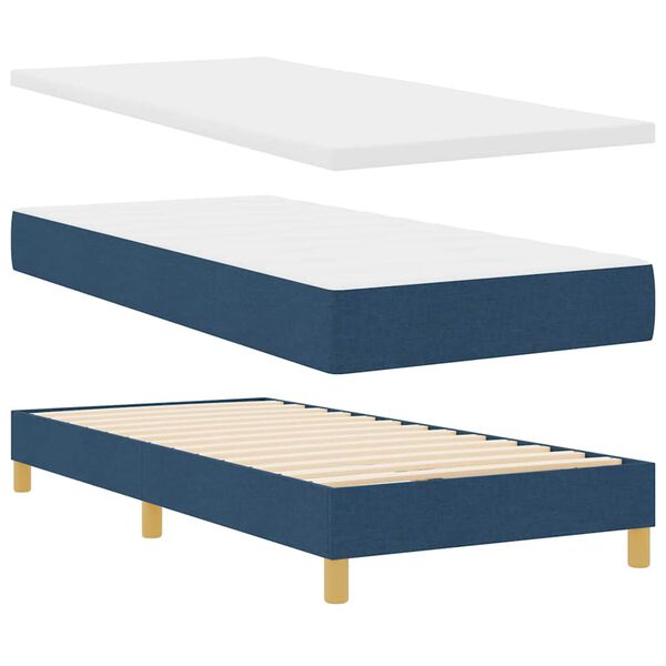 vidaXL Boxspringbett mit Matratze mit Kopfteil Blau 200 x 90 cm Stoff