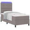 vidaXL Boxspringbett mit Matratze mit LED Taupe 80 x 200 cm Stoff