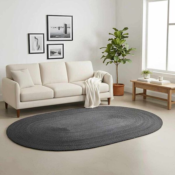 vidaXL Bereichsteppiche Oval Schwarz 152 x 245 cm Jute